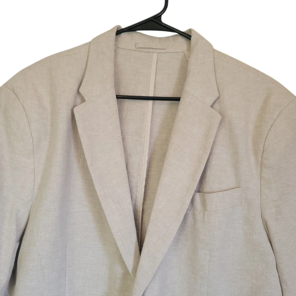 NWT Old Navy Mens Linen Cotton Blend Blazer Beige Summer Wedding Sport Coat